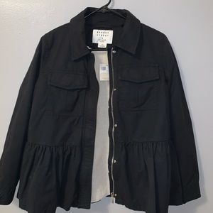 kate spade Faux-Fur Collar Military Peplum Jacket